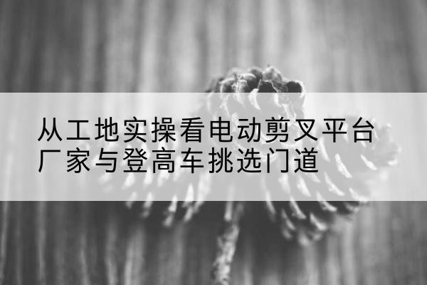 丽水电动剪叉升降平台厂家-从工地实操看电动剪叉平台厂家与登高车挑选门道